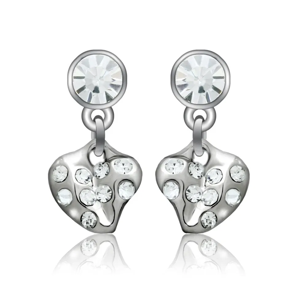 LO1982 - Rhodium-Weißmetall - Ohrringe mit Top-Grade - Kristall in Clear