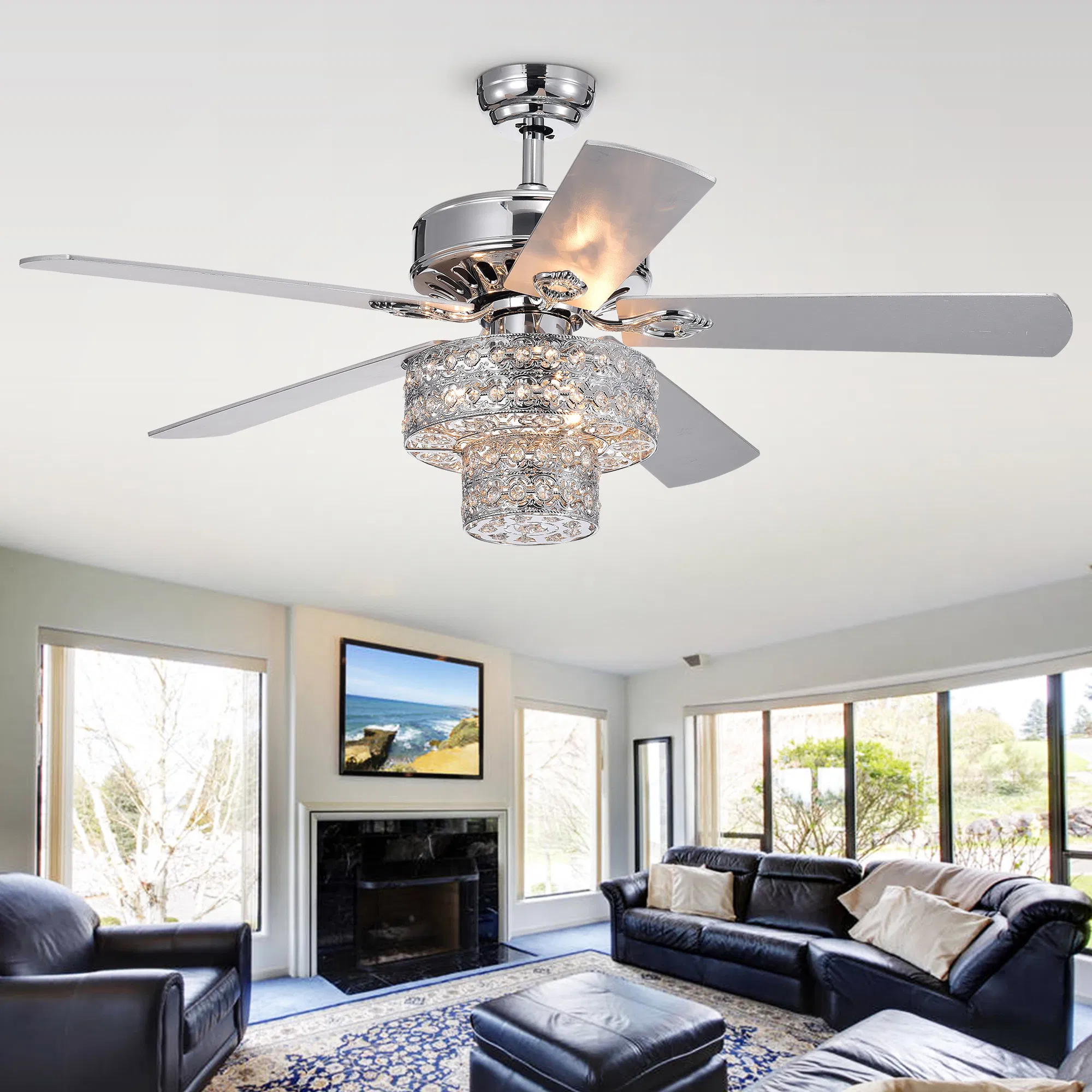 Empire Un 5 - Blade Silber Chandelier Deckenventilator