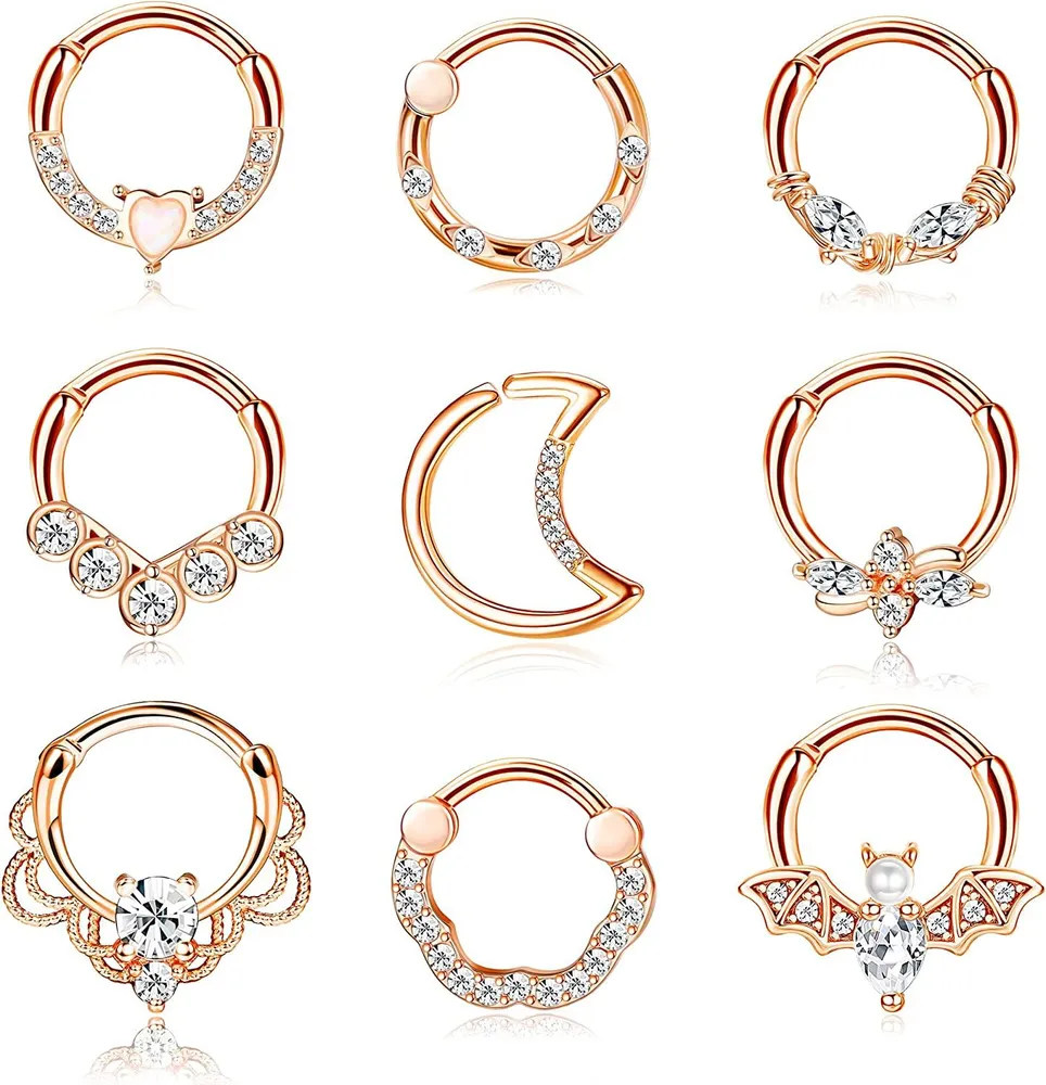 9 Stück 16G Septum Clicker Ringe Edelstahl Septum Septum Piercing für Frauen Knorpel Tragus Hoop Helix Daith Ohrringe Nasen Piercing Schmuck