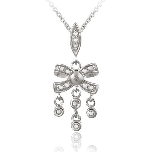 Sterling Silber Diamant Akzent Bogen Hanging Kronleiner Halskette