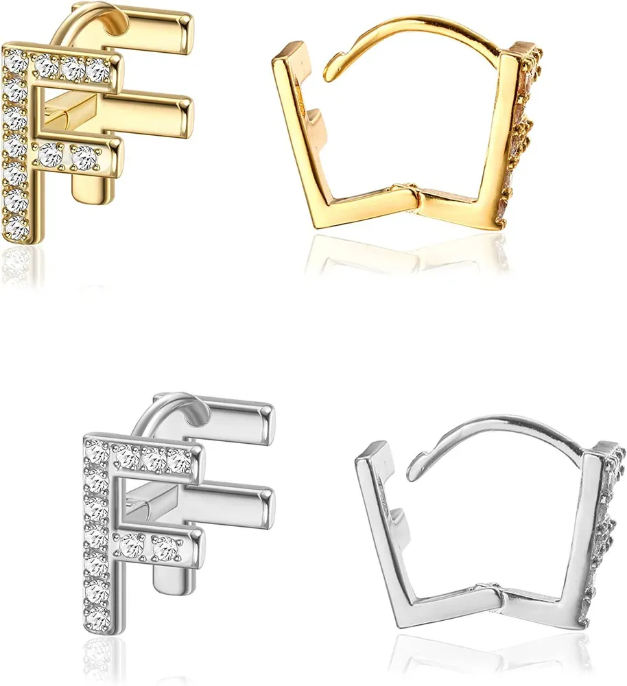 2 Paare Initial Stud Ohrringe für Frauen 14K Gold Plated 26 Buchstaben Alphabet Ohrringe Weihnachtsgeschenk