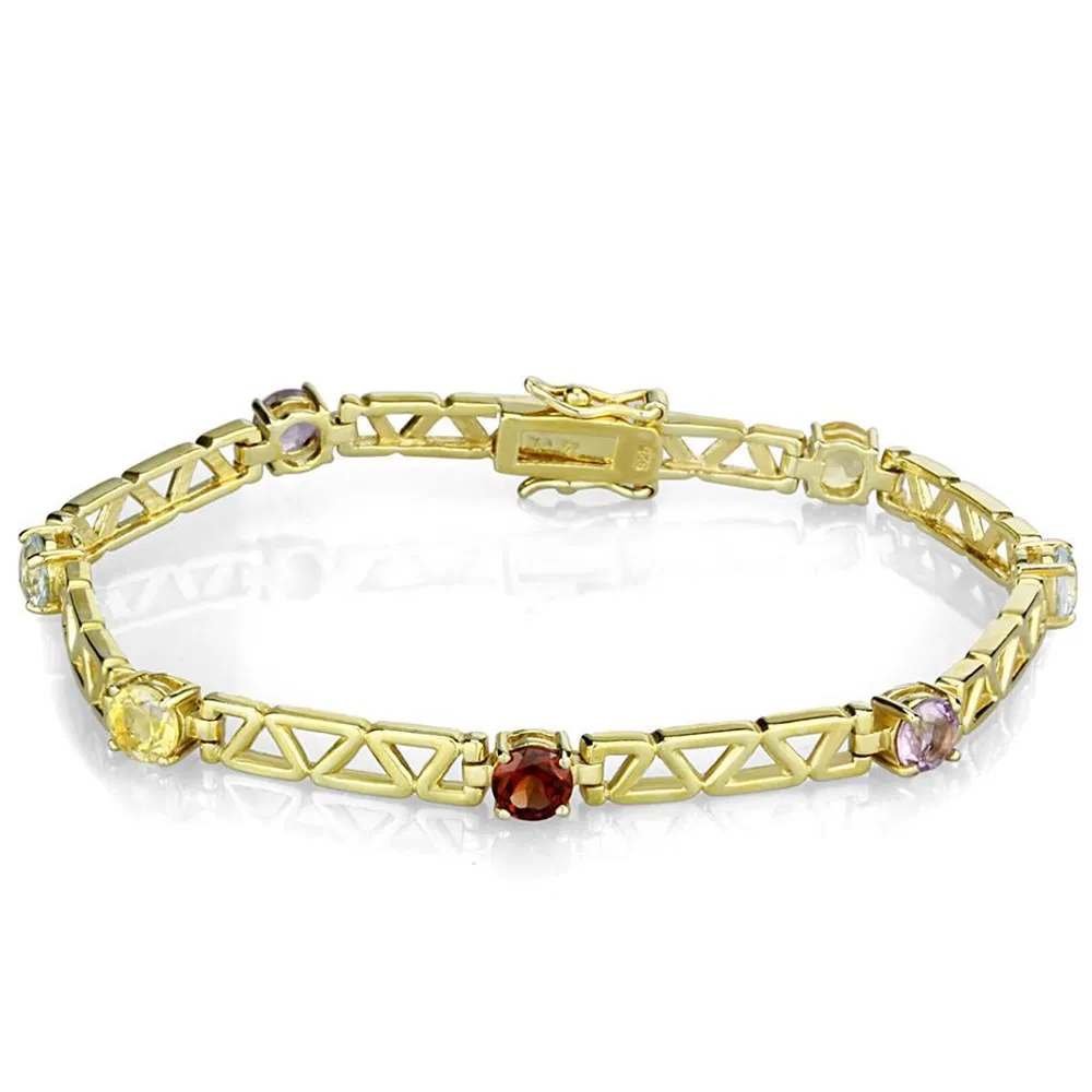 LOS840 - Gold 925 Sterling Silber Armband mit AAA-Klasse CZ in mehrfarben