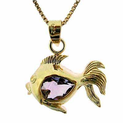 18 Karat Gold über Sterling Silber 3 / 5ct Amethyst Fisch Anhänger
