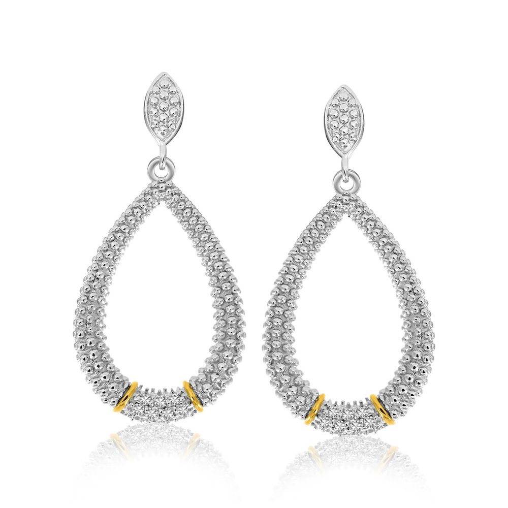18 Karat Gelbgold & Sterling Silber Diamant Accentuated Graded Popcorn Ohrringe