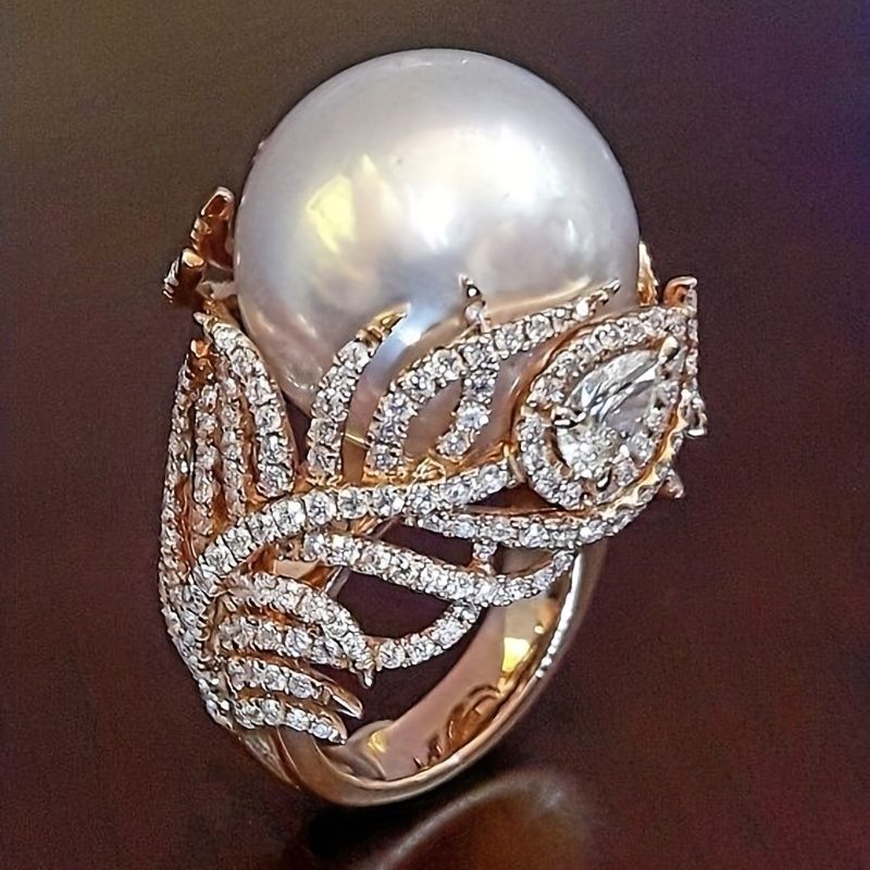 1pc neue Ring Schmuck mit Faux Perle & Feder für Männer
