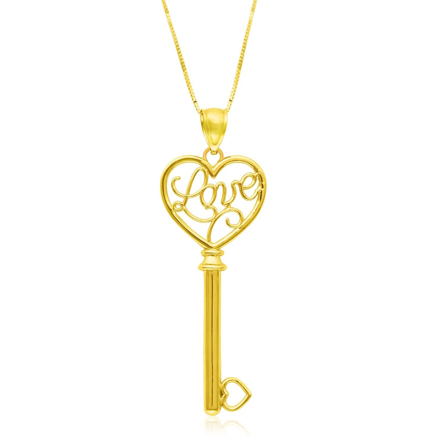 14 Karat gelbes Gold Skelett LOVE Schlüssel Stil Anhänger