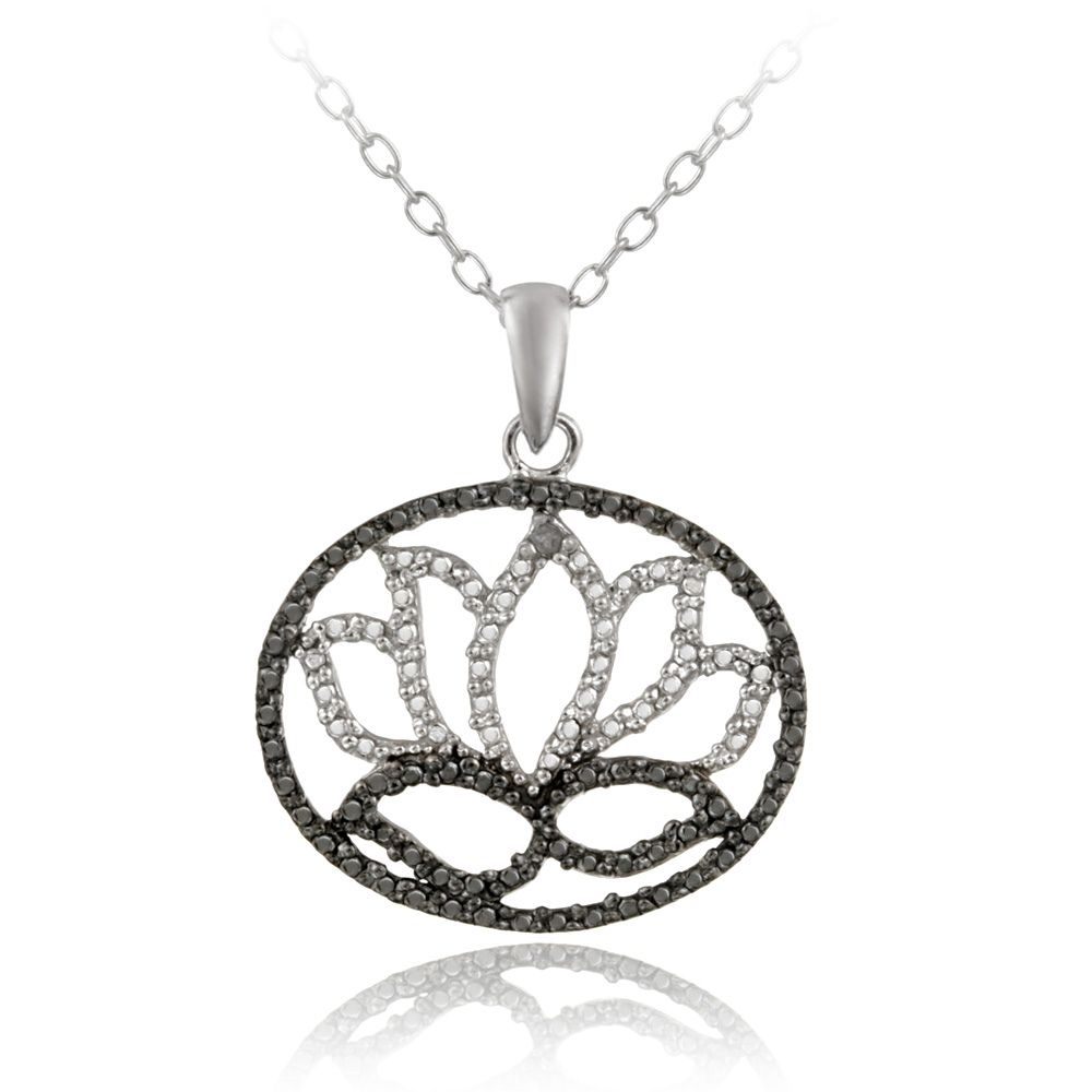 Sterling Silber Diamant Akzent Blumen Halskette