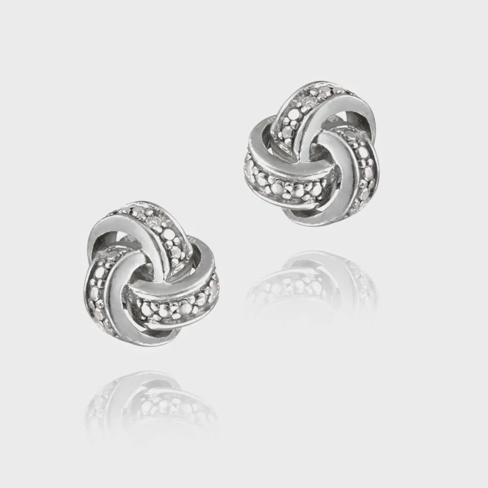 Sterling Silber Diamant Akzent Liebe Knoten Stud Ohrringe