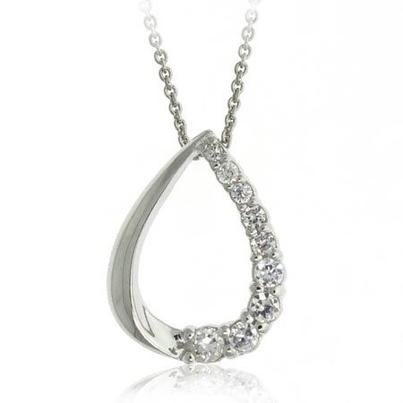 Sterling Silber CZ Teardrop Journey Anhänger