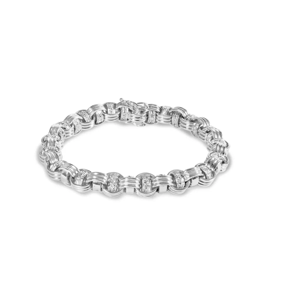 14 Karat Weißgold 1 / 2 Cttw Diamant Knotted Byzantine Link Armband (H-I Farbe, I2 - I3 Klarheit) - 7