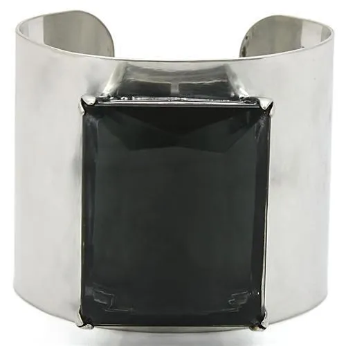 LO1145 - Antike Silber Brass Armband mit synthetischem Glas in schwarzem Diamant