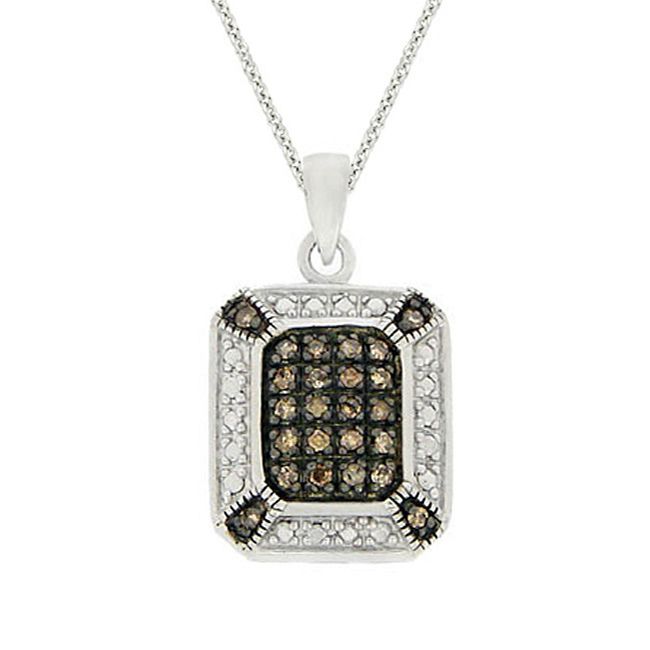 Sterling Silber 1 / 4 ct. TDW Champagner Diamant Rechteck Anhänger