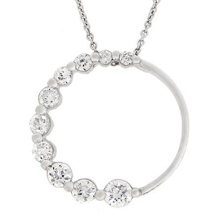 Sterling Silber CZ Journey Circle Half Eternity Slide Pendant