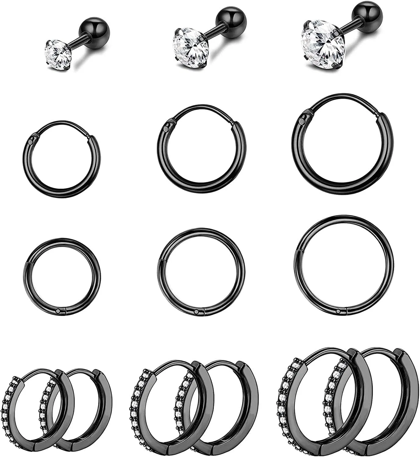 15pcs Edelknorpel-Schleife - Ohrringe Stud für Frauen Männer 16g Huggie-Ohrringe kleine kleine kleine Schleife-Ohrringe Daith Rook Tragus Helix Piercing