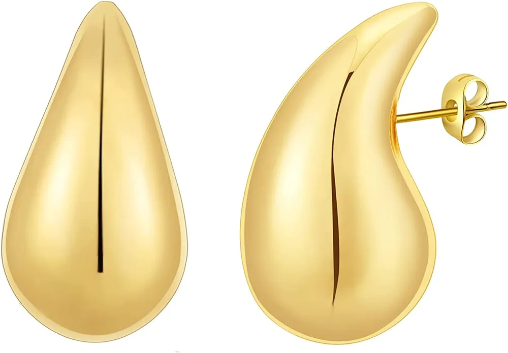 Apsvo Chunky Gold Hoop Ohrringe für Frauen, Leichtgewicht Wassertropfen Hohl Open Hoops, Hypoallergen Gold Plated Ohrringe Mode Schmuck für Frauen Mädchen