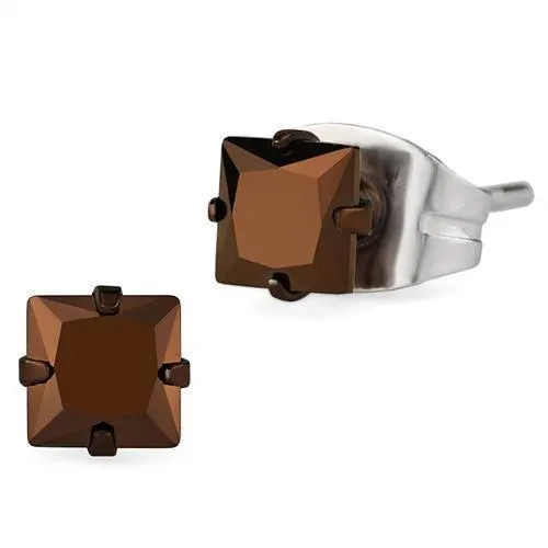 TK2582 - Zwei Tone IP Light Brown (IP Light Coffee) Edelstahl Ohrringe mit AAA-Klasse CZ in Light Coffee