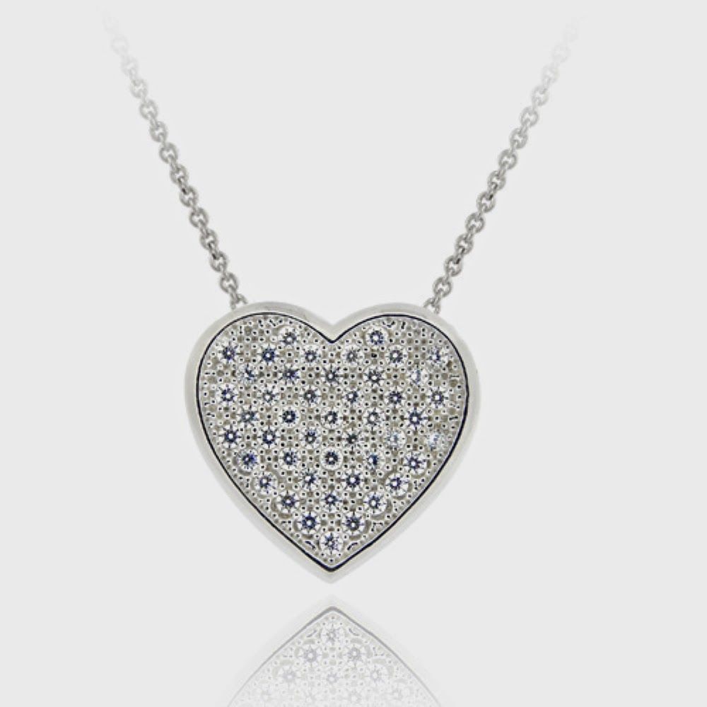 Sterling Silber CZ Micro Pave Herz-Slide - Anhänger
