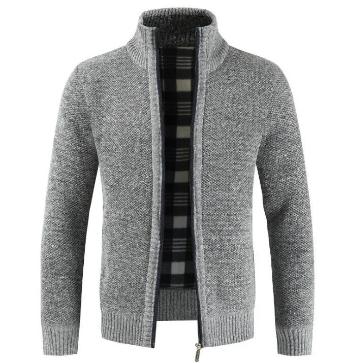 Herren Pullover Casual Slim Full Zip Dicke gestrickte Cardigan Warme Pullover