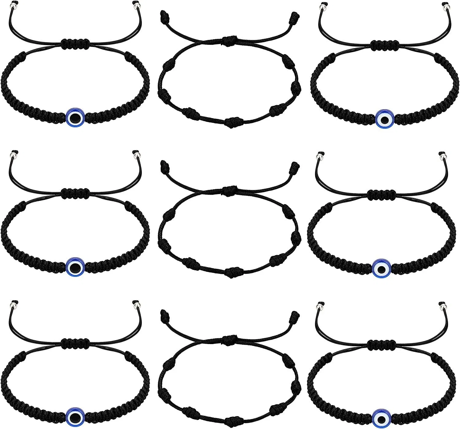9 Stücke böse Auge Armband zum Schutz Glück Kabbala Rote Saiten Armband 7 Knoten Handgemachte Hamsa Amulett Armband für Frauen Männer einstellbar