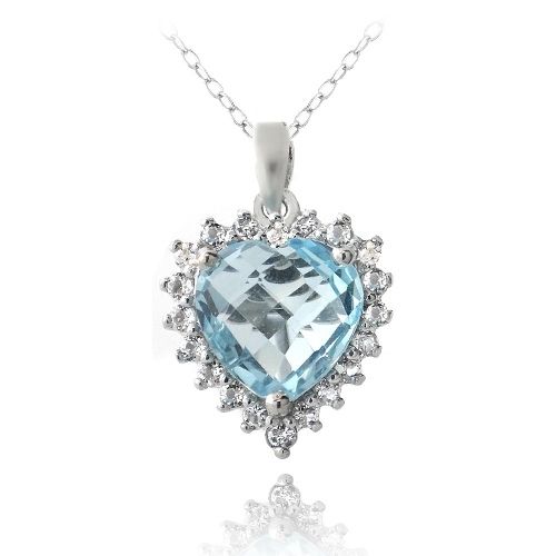 Sterling Silber 4,5 ct Blau & Weiß Topaz Herz Anhänger