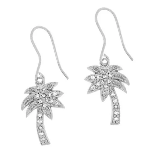Sterling Silber Designer-Inspired CZ Palm Tree Ohrringe