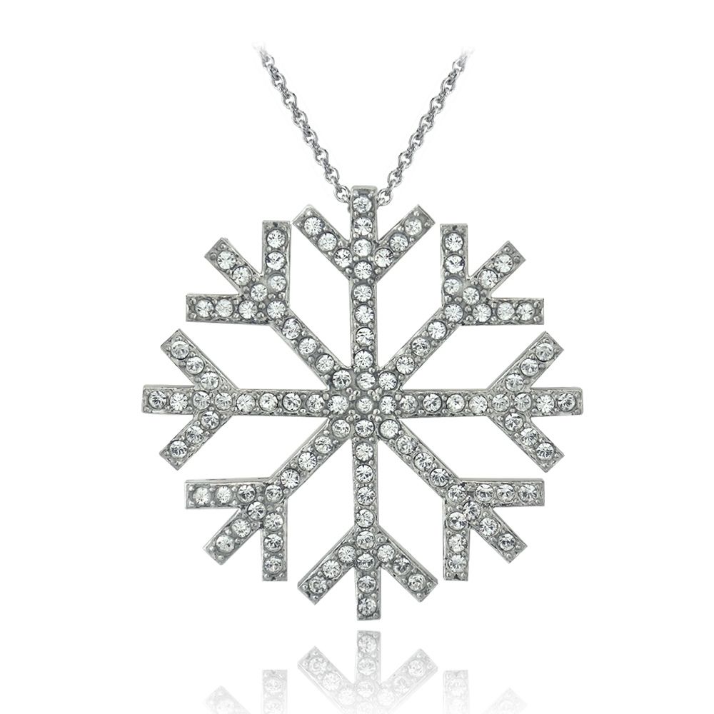 Silberton Swarovski Elemente Schneeflocken Halskette