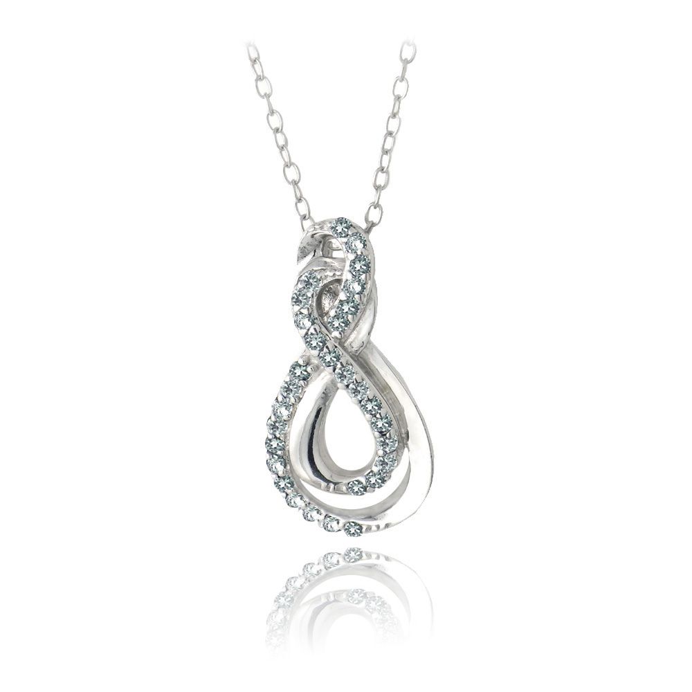 Sterling Silber Blau Topaz Verflecht Infinity Halskette