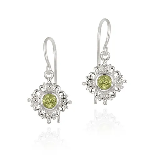 Sterling Silber Peridot Filigree Dangle Ohrringe