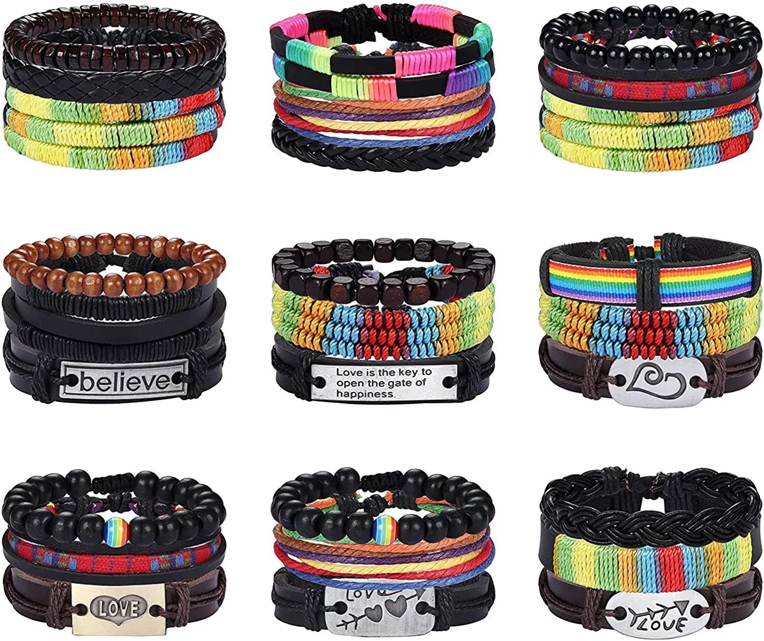 Rainbow Gay Pride Lederarmbänder Männer Frauen; LGBT Pride Armband für Gay & Lesben verstellbar; LGBTQ Accessoires Gay Pride Stuff Schmuck; Bisexuelles Armband Pack LGBT Geschenke
