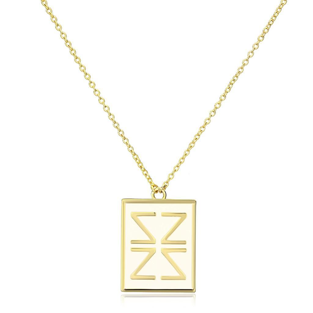 LO3684 - Gold-Messing - Kettenhänger mit Epoxy in Weiß