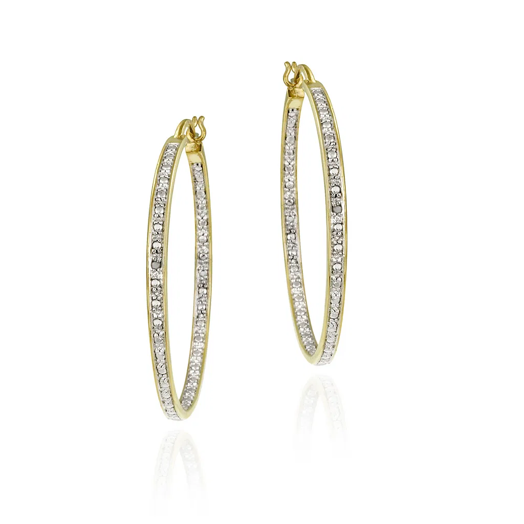 18 Karat Gold über Silberdiamant Accented 40mm Hoop Ohrringe