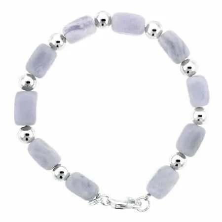 Sterling Silver Lace Agate Nugget Beaded Armband