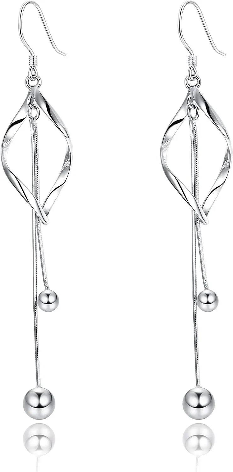 925 Sterling Silber Tassels Ohrringe für Frauen Twist Wave Drop Ohrringe Hypoallergen
