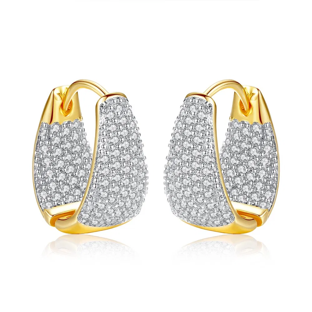 Damen Diamant Curved Ohrringe, Bling Elegant Luxurious Round Diamond Ohrringe, Statement Sparkling Ohrringe