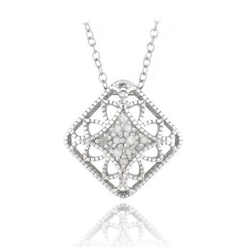 Sterling Silber 1 / 10ct Diamant Filigree Halskette