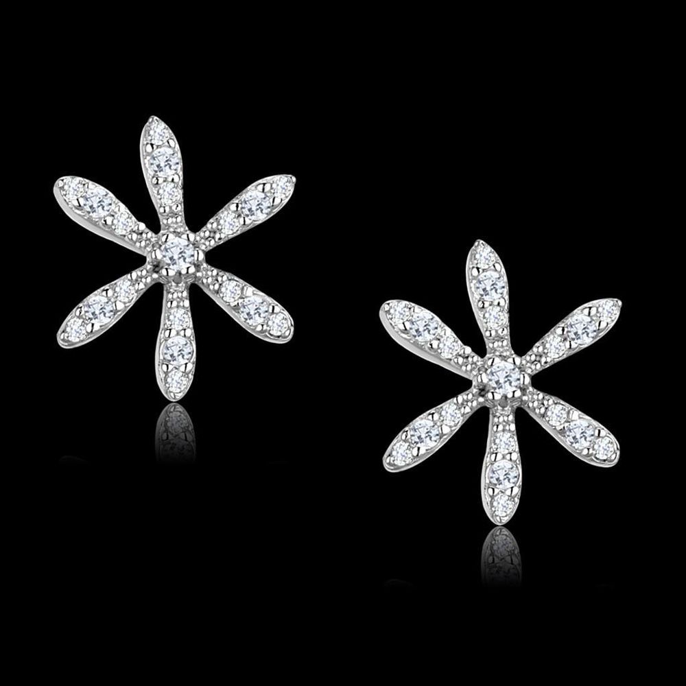 TS444 - Rhodium 925 Sterling Silber Ohrringe mit AAA-Klasse CZ in Clear