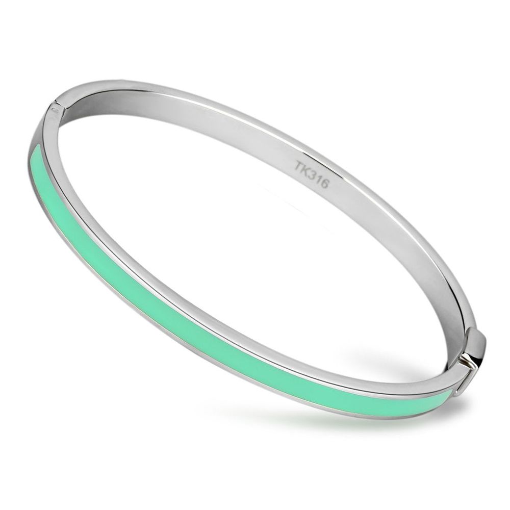 TK743 - Hochpoliertes (ohne Beschichtung) Edelstahl Armband mit Epoxy in Türkis