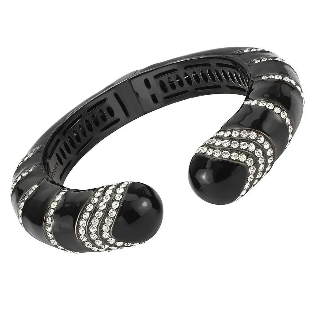 LO4324 - TIN Cobalt Schwarz Brass Armband mit Top-Grade - Kristall in Clear