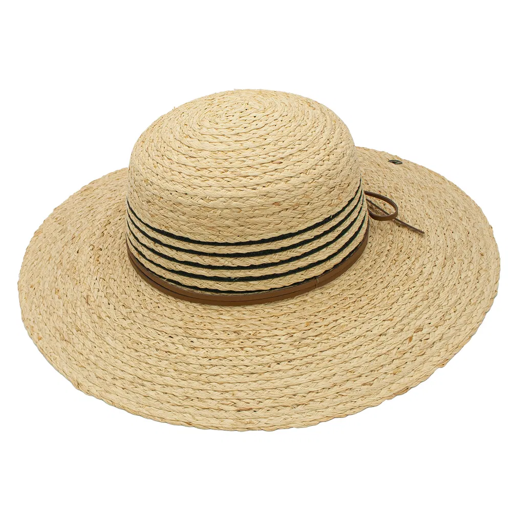 Maria Raffia Strohband Round Wide Brim Beach Resort Hat