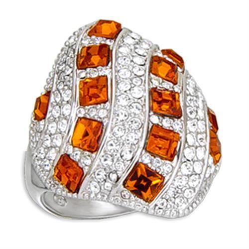 55307 - Rhodium-Messing - Ring mit Top-Grade - Kristall in Topaz