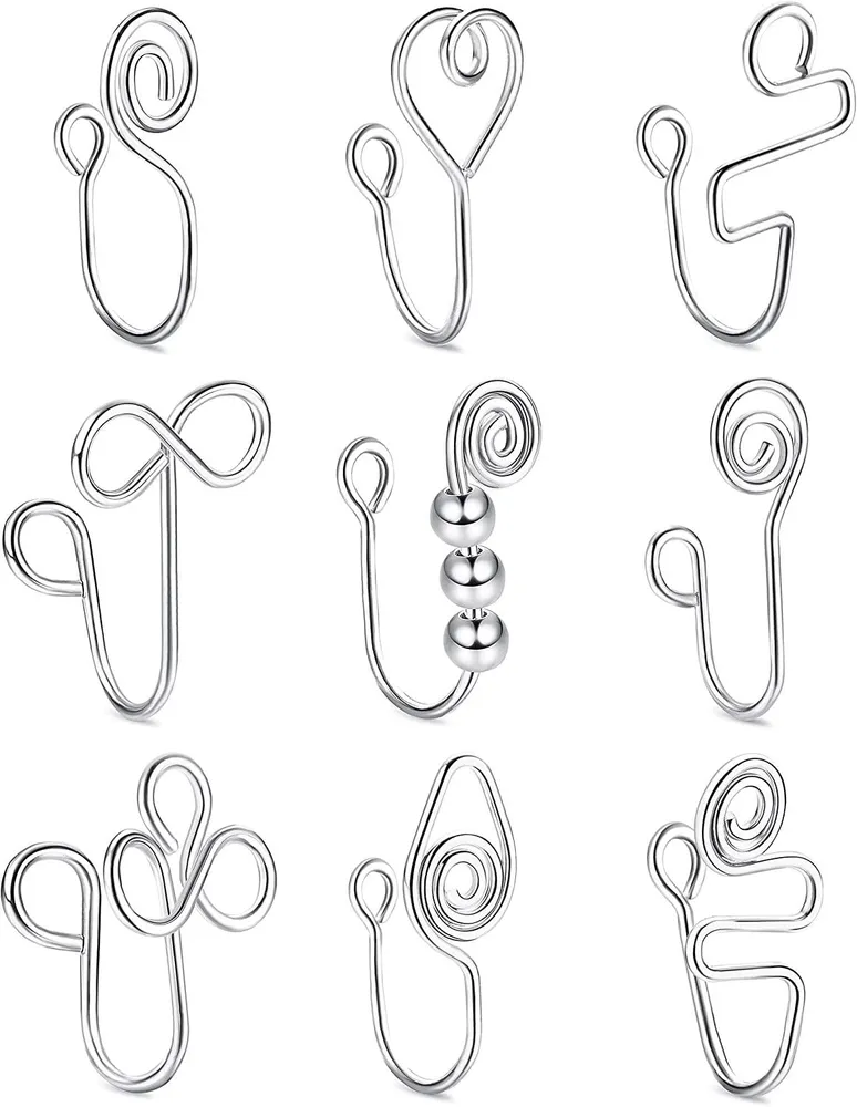 9Pcs Afrikanische Nasenmanschette Nicht-Piercing - Clip auf Nasenring Manschette für Frauen Fälscht Nasenringe Gold Nasenmanschette für Nicht-Pierced Nase