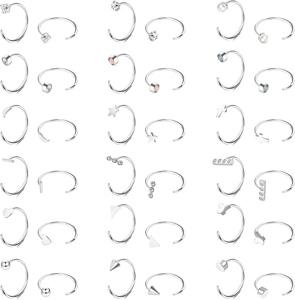 18 Paare Halbschleifen Ohrringe Edelstahl kleine Huggie Hoop Ohrringe Ball; Bar; Stern; Mond; Herz; Kreuz; Punkt; Dreieck winziger Knorpel Piercing minimalist Hug Hoop Ohrring Nasenring für Frauen Männer