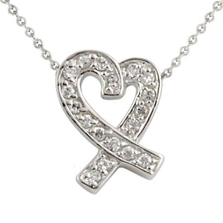 Sterling Silber Designer-Inspired CZ Ribbon Herz Slide Anhänger