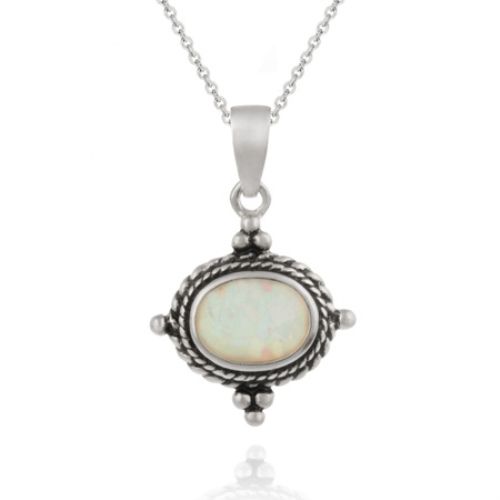 Sterling Silber Bali Design Anhänger mit Opalstein