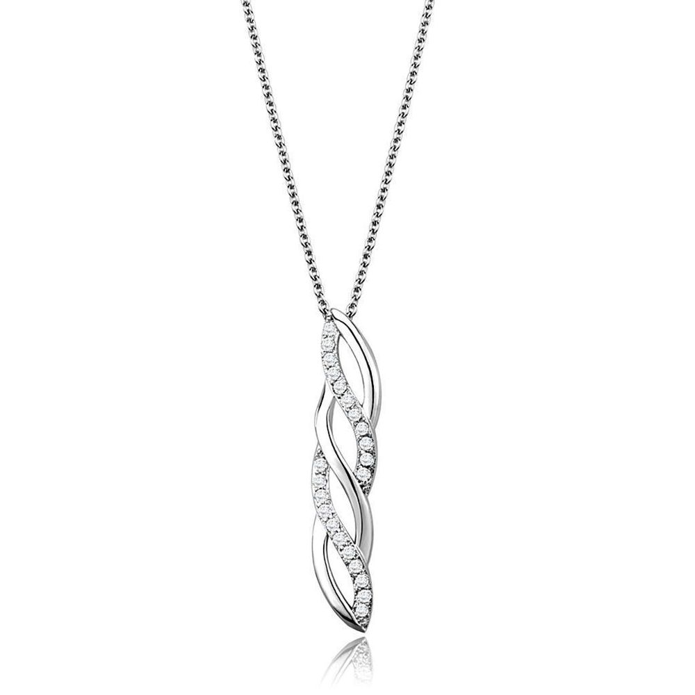 3W1020 - Rhodium-Brass - Kettenhänger mit AAA-Klasse CZ in Clear