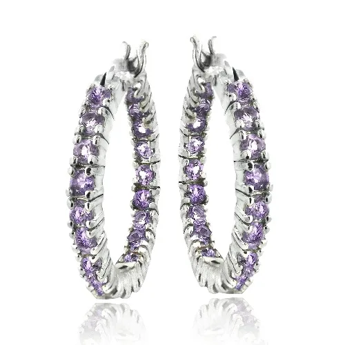 Sterling Silber Amethyst Inside Out Hoop Ohrringe