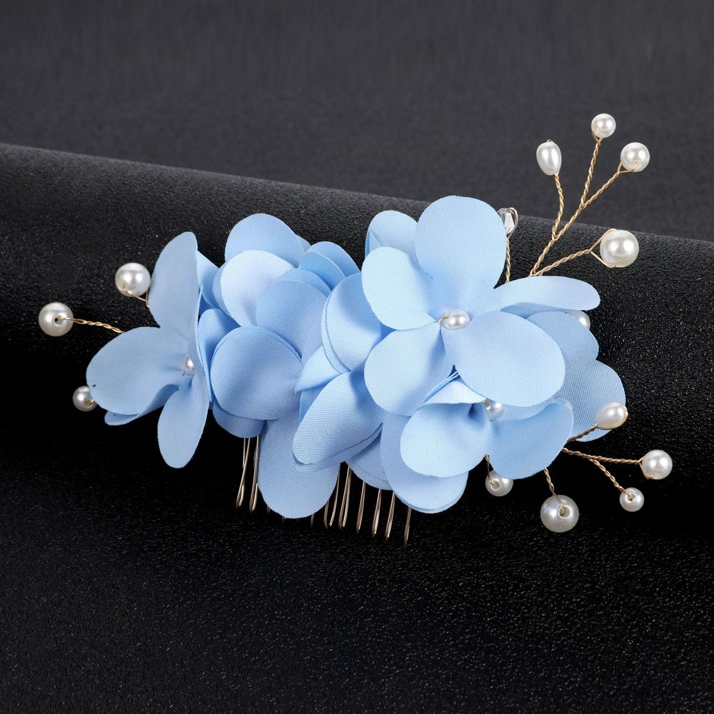 Bride Flower Fabric Pearl Hair Comb Accessoires