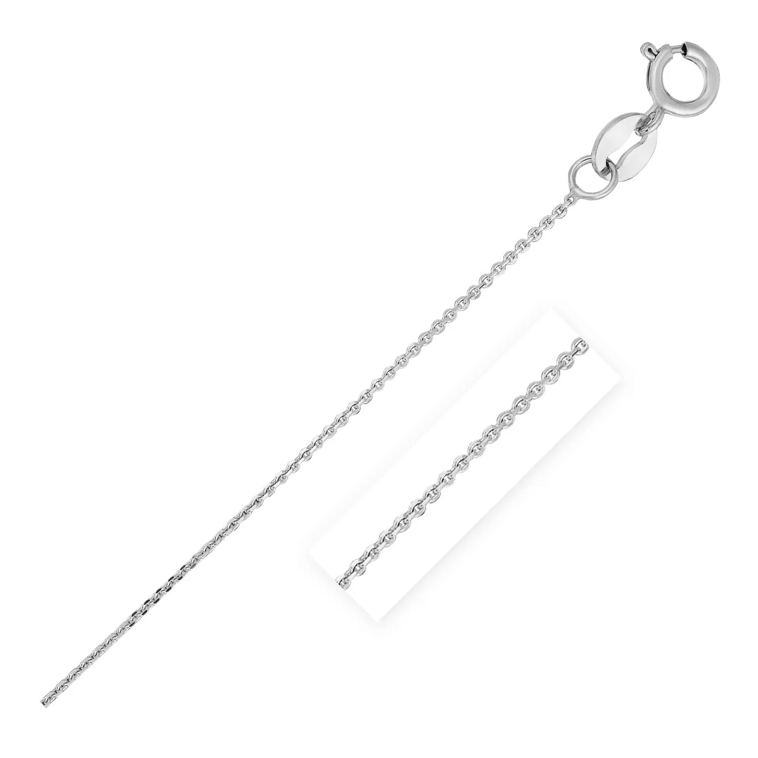 14 Karat Weißgold Diamant Cut Cable Link Kette 0,7 mm