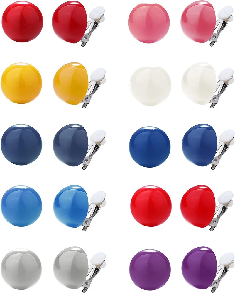 10 Paare schmerzloser Clip auf Ohrringe für Frauen Mädchen nicht durchbohrt Schmuck Plastik Ohrclips in vielen Farben Nettes Mode runder Knopf Clip auf Ohrringe