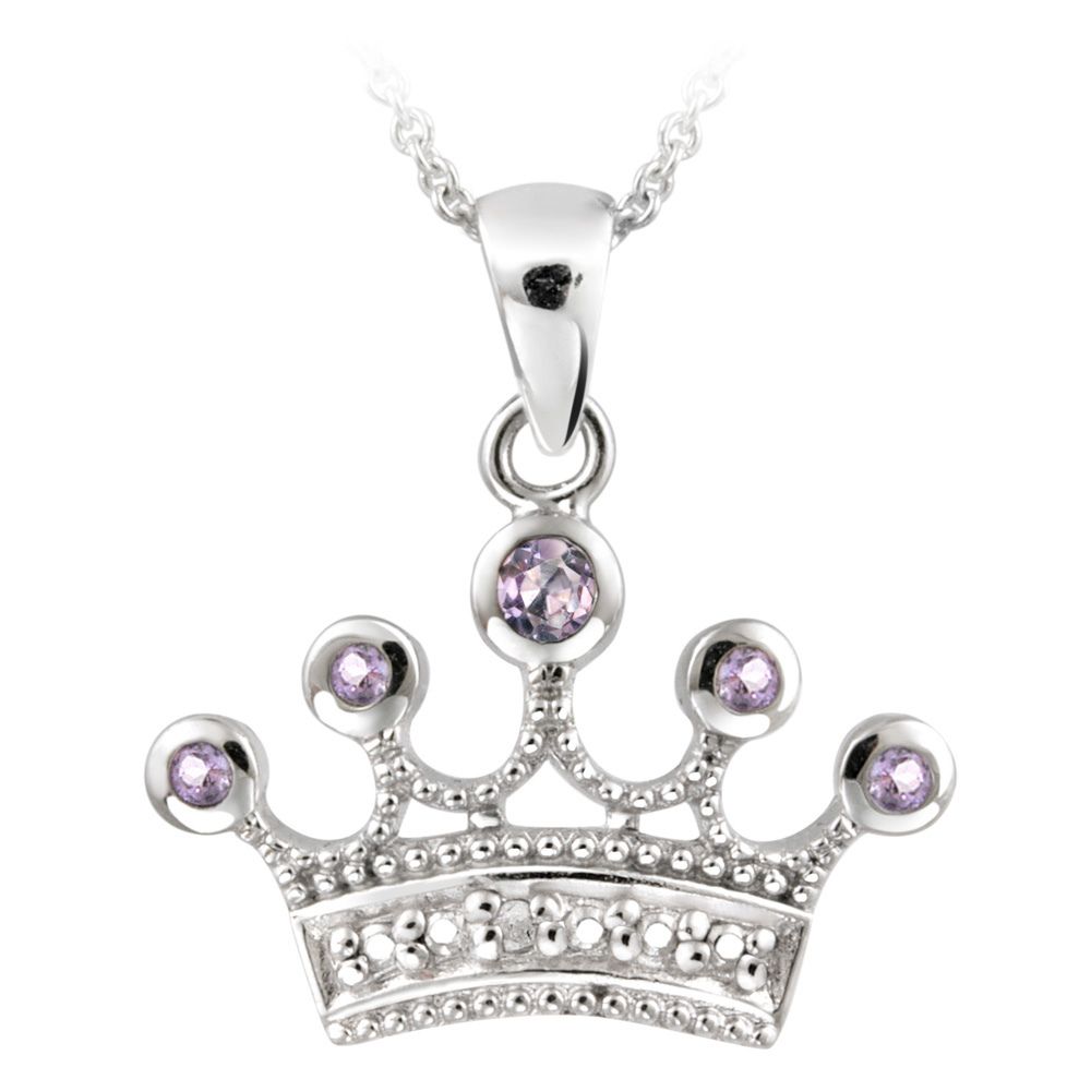 Sterling Silber Amethyst & Diamant Akzent Krone Halskette